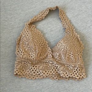 Tan halter neck bra let
